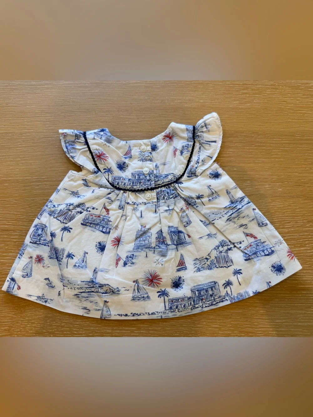 Janie and Jack Baby Americana Toile Print Two-Piece Set with Navy Bow